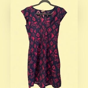 Mata Traders Pink and Red Cut Out Tunic Cap Sleeve